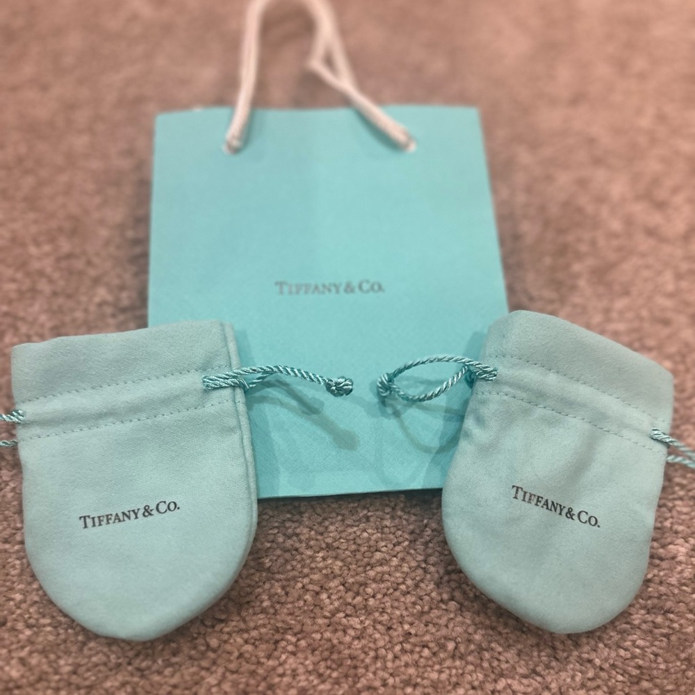 Tiffany & Co. Classic Blue Gift Bag with 2 felt Jewelry Pouches